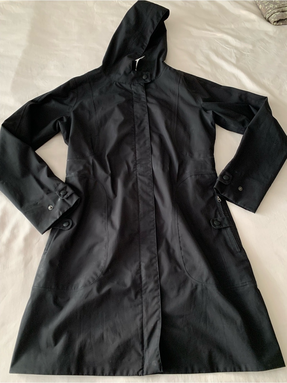 Patagonia Black Hooded Trench Coat - Picture 16 of 16